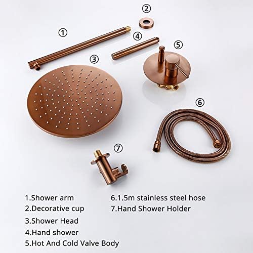Brushed Rose Gold Rain Mixer Shower Combo Set