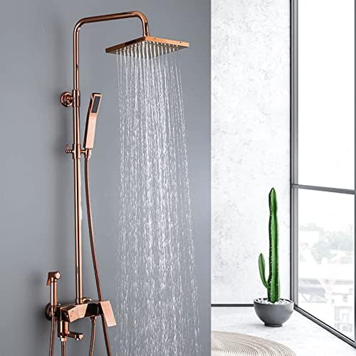 Rose Gold Exposed Shower Faucet Set with Handheld and Bidet Sprayer