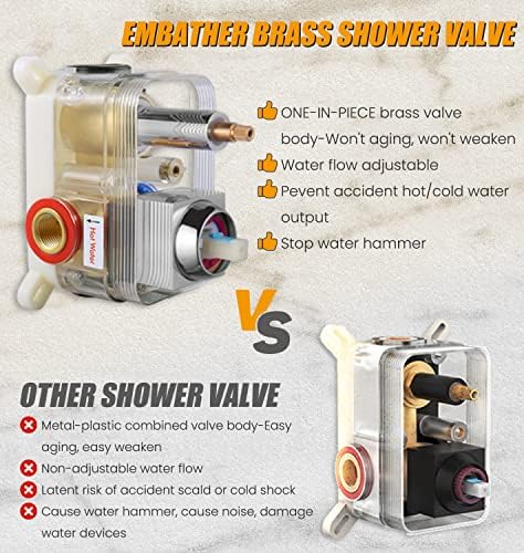 EMBATHER Tub Shower Trim System with Rain Shower Head