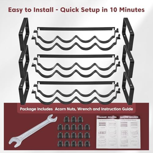 Stackable Wine Rack 3 Tier Freestanding Metal Bottle Holder for Cabinet