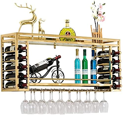 Stainless Steel Wall-Mounted Wine Rack 2-Layer Gold Brushed