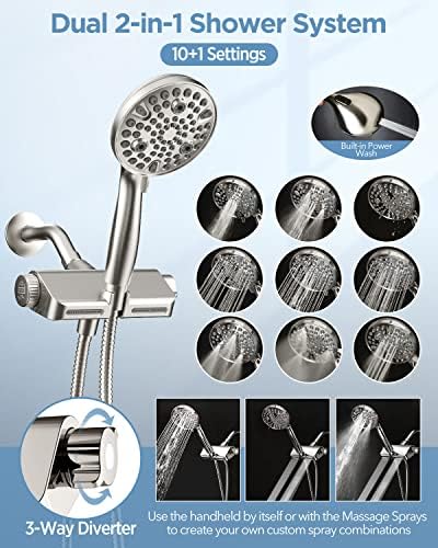 MakeFit 2-in-1 Dual Shower Head with Massage and Handheld