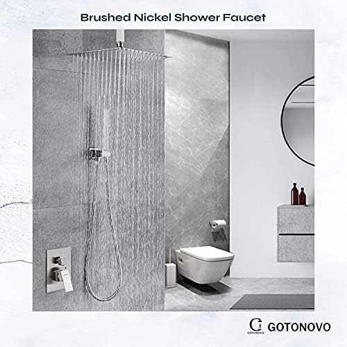 Gotonovo 12 Square Ceiling Mount Shower Faucet with 2-in-1 Handheld