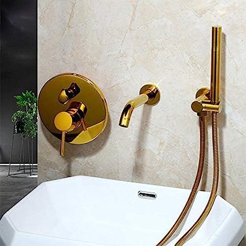 TECKI Brushed Gold Brass Bathroom Shower Set