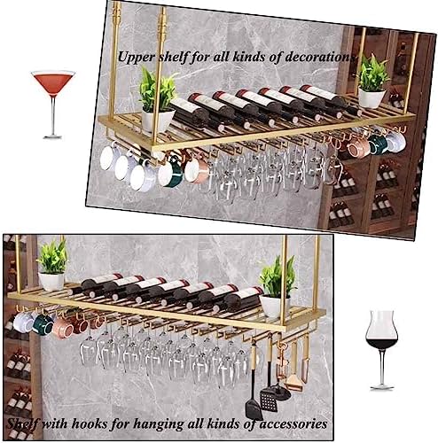 Brass Hanging Wine Rack with Adjustable Booms