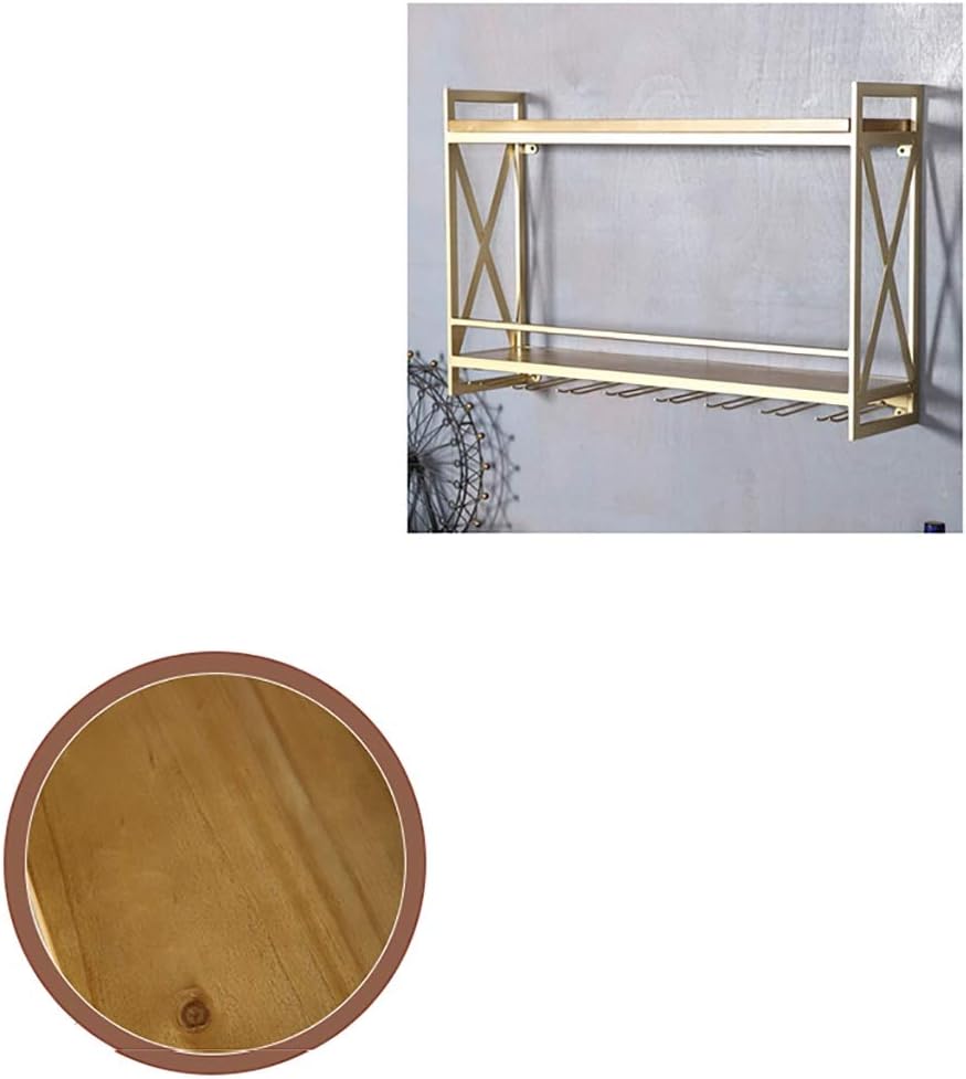 Solid Wood Wall-Mounted Wine Rack with Glass Holder