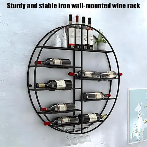 YVYKFZD Wall-Mounted Wine Rack Space-Saving Black Design 60x11x60cm