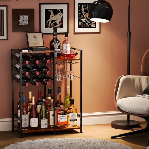 Bosimeca Freestanding Wine Rack with 9-Bottle Capacity