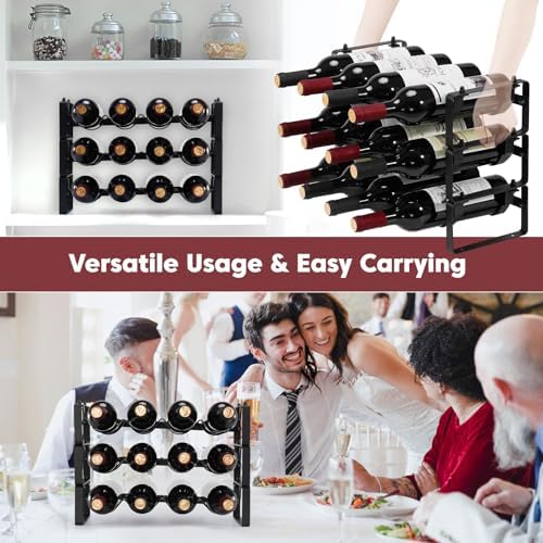 Stackable Wine Rack 3 Tier Freestanding Metal Bottle Holder for Cabinet