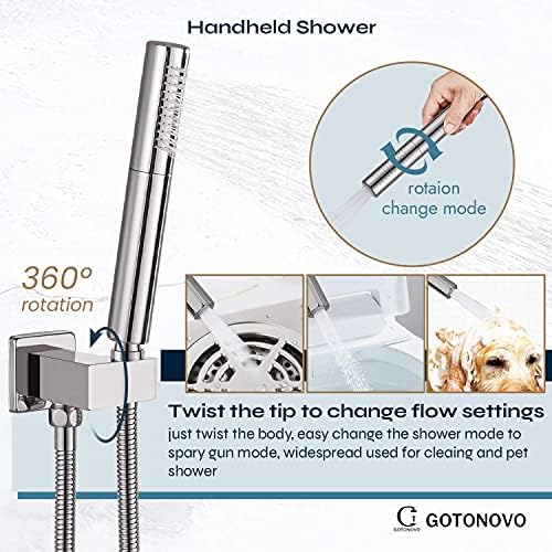 Gotonovo 12 Square Ceiling Mount Shower Faucet with 2-in-1 Handheld