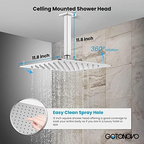 Gotonovo Chrome Polished Ceiling Mount Shower Faucet Set