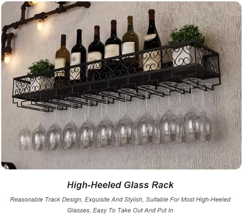 Wall Mounted Wine Rack with Stemware Hanger