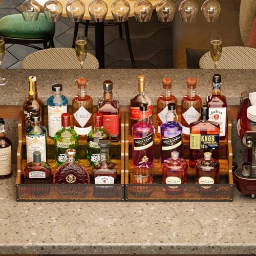 3 Step Wooden Liquor Display Shelf with Fences