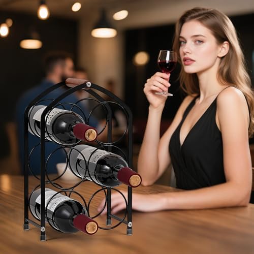 Tocemei 6-Bottle Tabletop Wine Rack Black