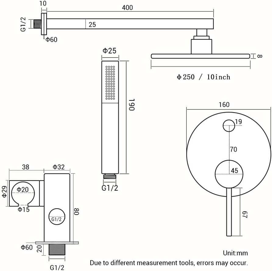 Brushed Rose Gold Brass Shower Trim System Set