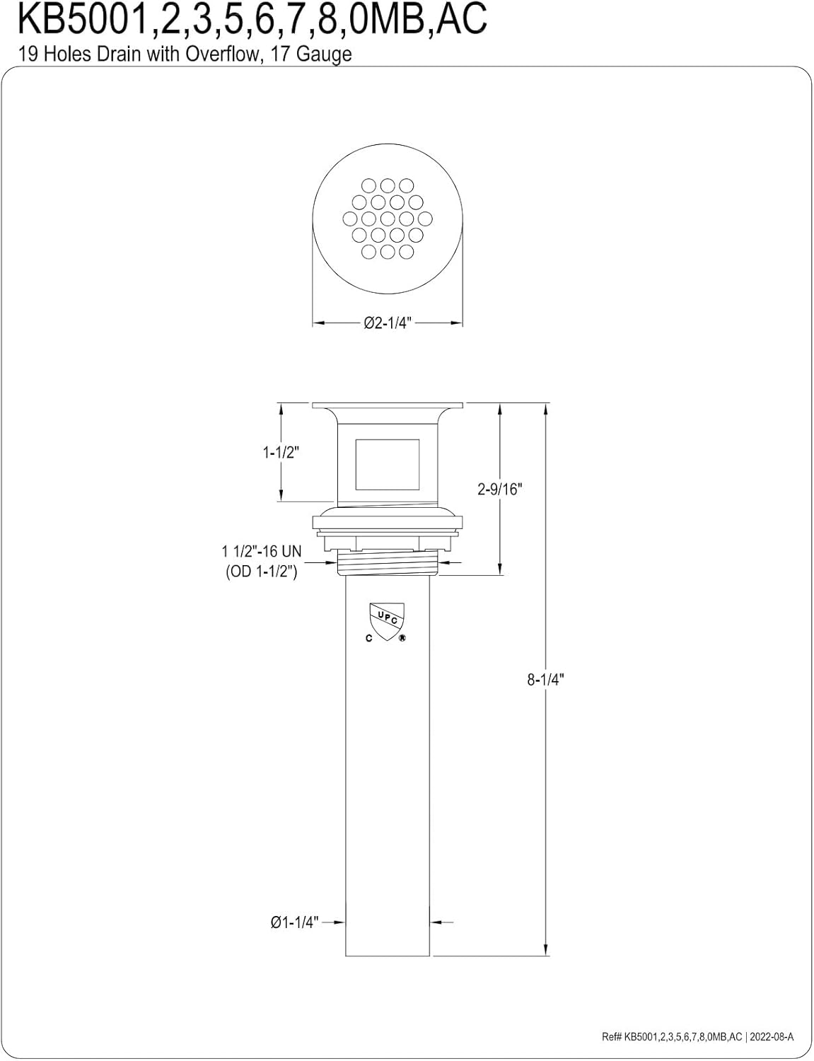 Kingston Brass KB500AC Trimscape Grid Drain with Overflow Antique Copper