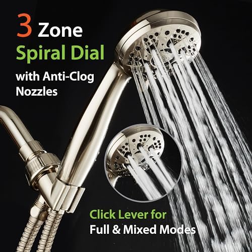 AquaDance 6-Setting Handheld Shower Head with Nickel Finish