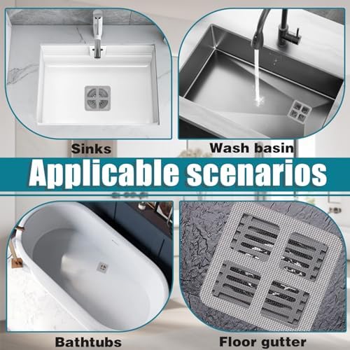 Quxddy 100pcs 4 Inch Square Drain Cover for Hair and Debris