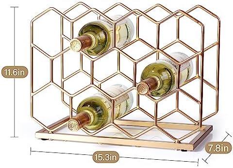 Drincarier 14 Bottle Gold Metal Wine Rack - Modern Freestanding Tabletop Display