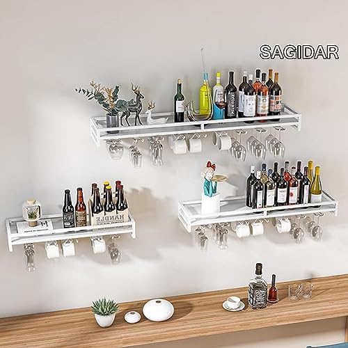 Wall Mount Floating Wine Rack - 6080100cm BlackWhiteGold