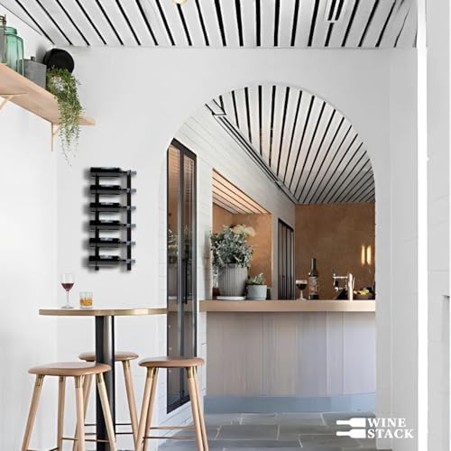 Wine Stack 6-Bottle Black Metal Wall Wine Rack