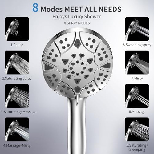 VKZK High Pressure 8 Mode Handheld Shower Head