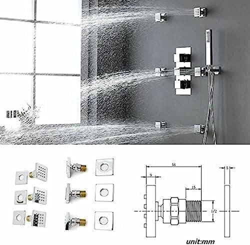 TECKI Thermostatic Shower System Set With 16 Inch Head And Handheld Tap