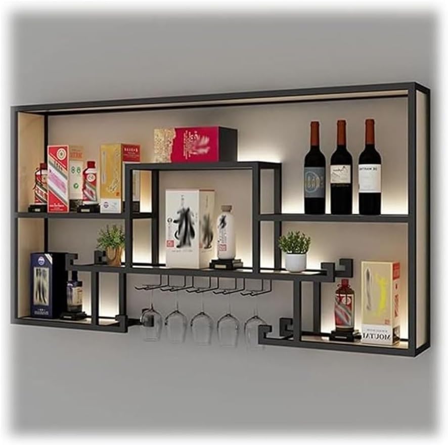 Industrial Style Wall-Mounted Wine Rack