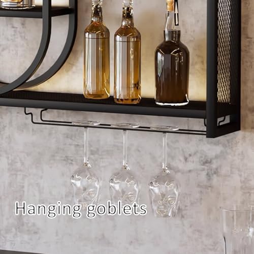 JIAOCKJIAO Wall Wine Rack with 3 Tiers Large Capacity Industrial Style Black 393in