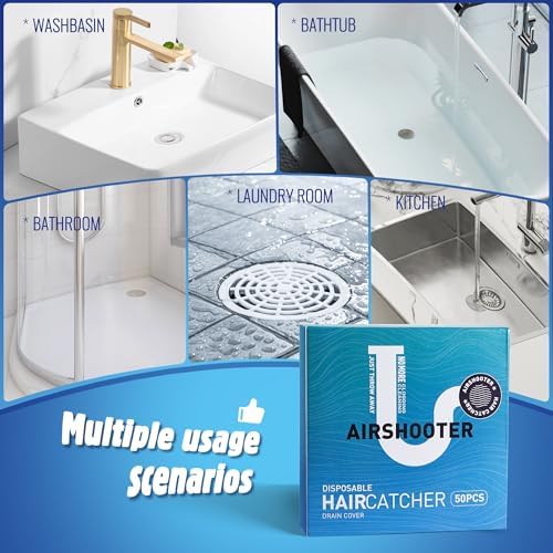 50 Pack Shower Drain Cover Hair Catcher Disposable and Reusable