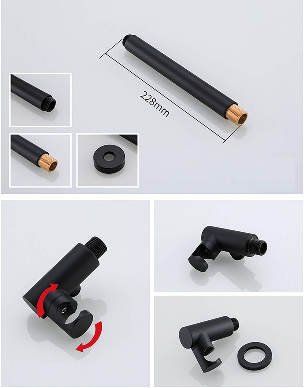 Brass Matte Black Concealed Shower Mixer Set with Rain and Handheld Showers