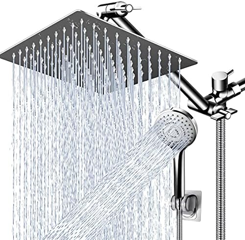PinWin 12 Square Rain Showerhead with 5 Modes Handheld Combo