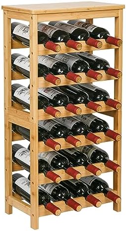 VASMIA 6-Tier Bamboo Wine Rack for 24 Bottles