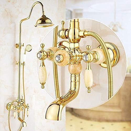 Hot Luxury Brass Jade Rainfall Shower Set 8 Inch Handheld