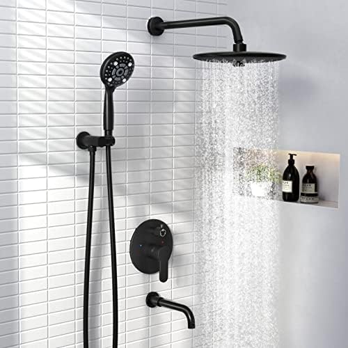 SR SUN RISE 10 Inches Matte Black Wall Mounted Shower System 1
