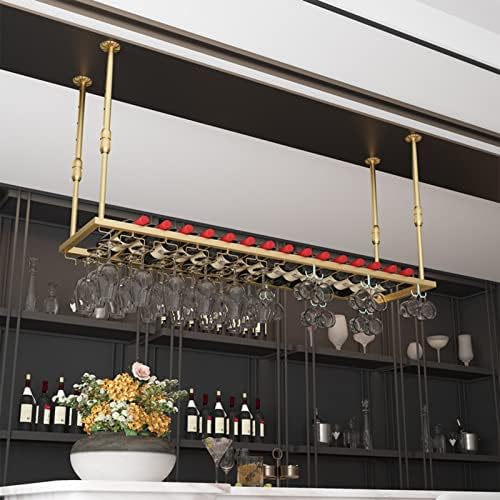 Ceiling Hanging Wine Rack with Gold Finish