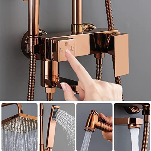 Rose Gold Exposed Shower Faucet Set with Handheld and Bidet Sprayer