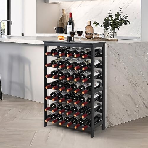 VASMIA 42 Bottles Bamboo Wine Rack 7-Tier Freestanding Floor