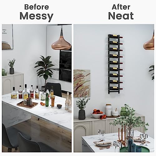 GOFLAME Wall-Mounted Wine Rack for 9 Bottles