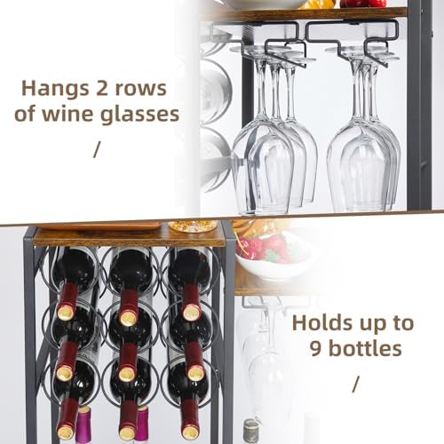 Bosimeca Freestanding Wine Rack with 9-Bottle Capacity