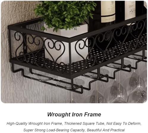 Wall Mounted Wine Rack with Stemware Hanger
