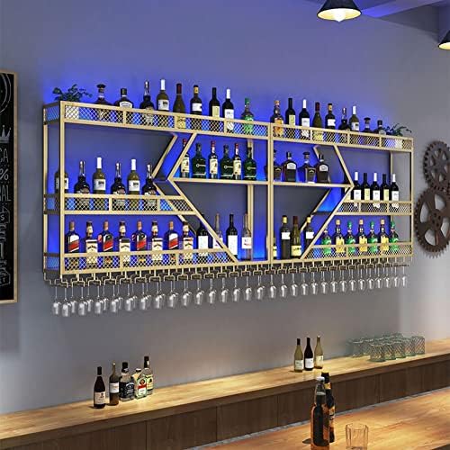 LED Wall Mounted Wine Rack with Light - Gold