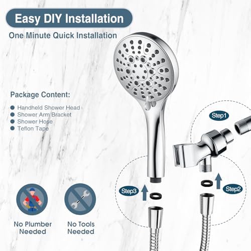 Bright Showers Handheld Shower Head with 9 Spray Settings and Power Wash