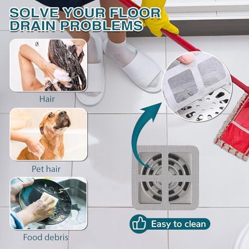 Quxddy 100pcs 4 Inch Square Drain Cover for Hair and Debris