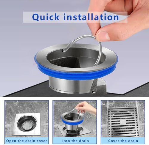 Lupdato Shower Floor Drain Backflow Preventer with Odor Control - Silver