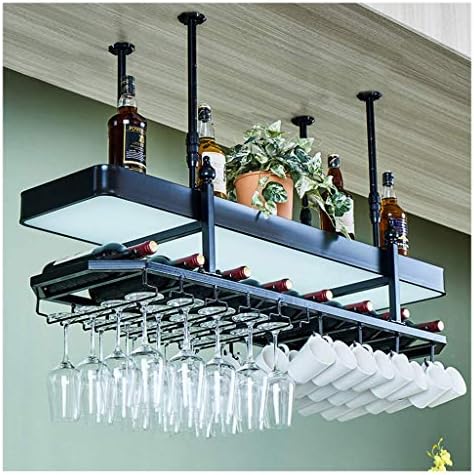 LASEVE Wall-Mounted Wine Rack 2-Tier Industrial Style 100Cm