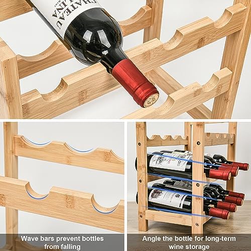 VASMIA 6-Tier Bamboo Wine Rack for 24 Bottles