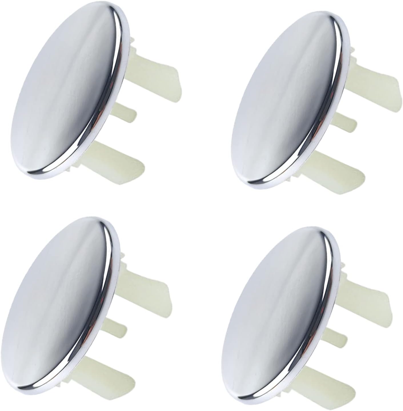 4 Pack Silver Sink Overflow Covers for Bathroom and Kitchen