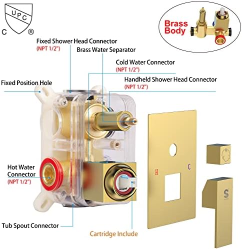 SR SUN RISE 12 Inch All Metal Square Shower System
