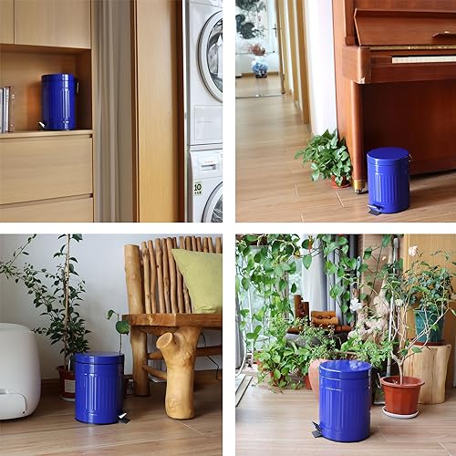 5L Round Step Pet Trash with Lid Mini Metal Pedal Bin